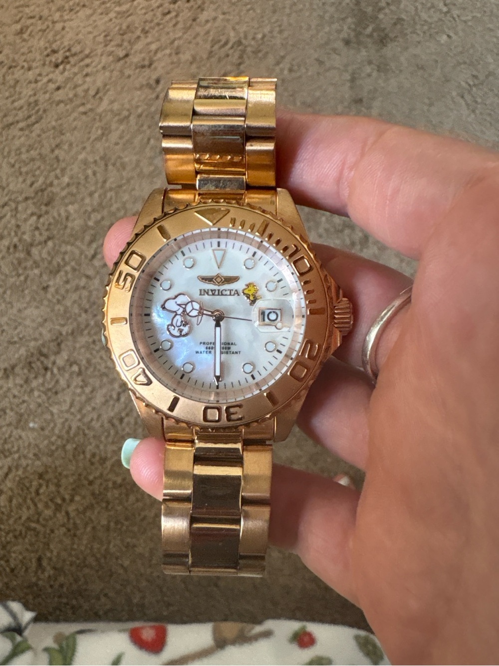 Invicta x Peanuts Snoopy Limited Edition Rose Gold Mother Of Pearl Watch